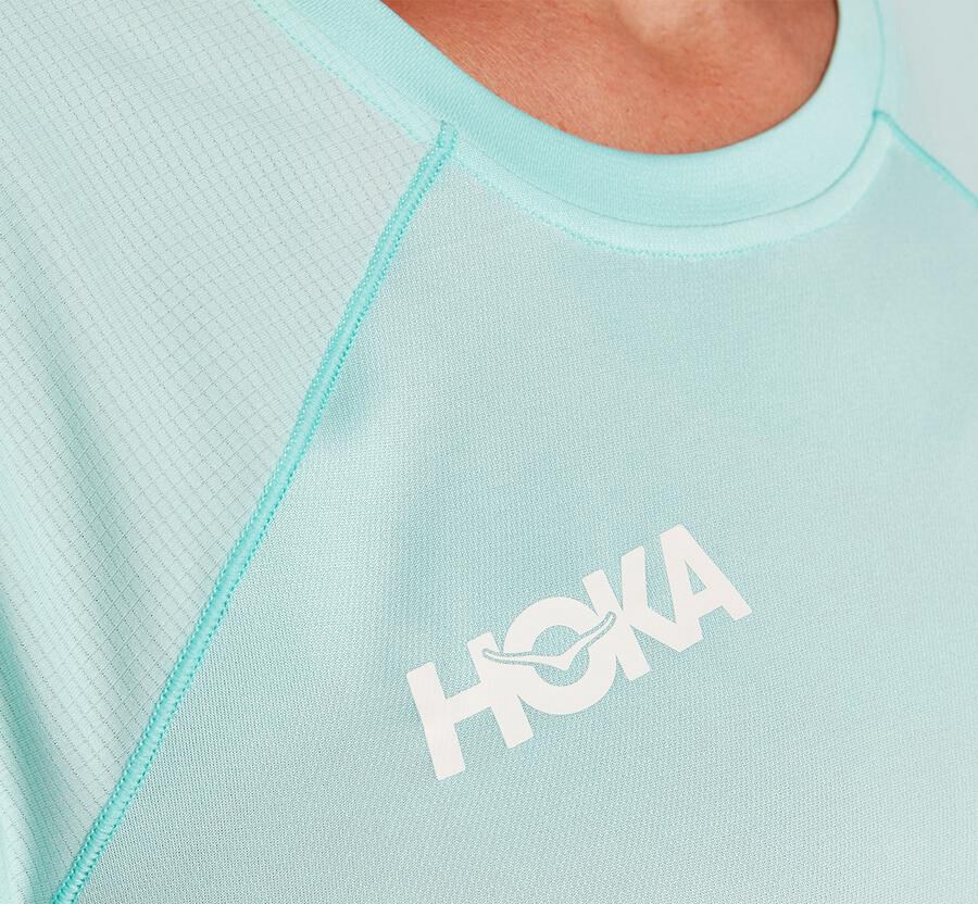 Hoka One One Top Dame - Performance Kort Sleeve - Blå - 603197UTG